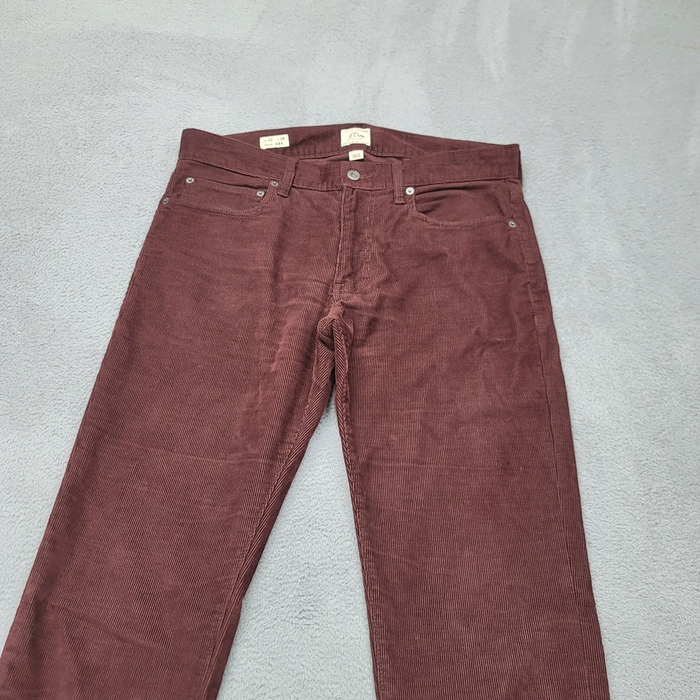 J.Crew 484 Pants Mens 32x33 Burgundy Maroon Slim Fit Corduroy G7128